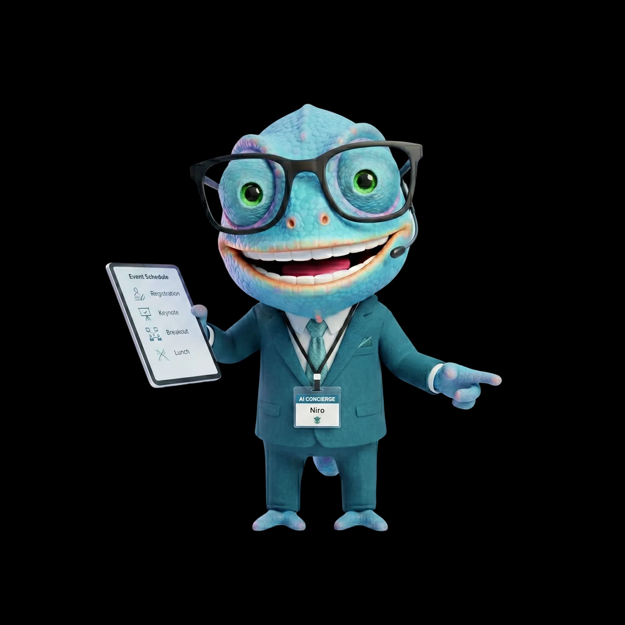 Niro, the event concierge mascot