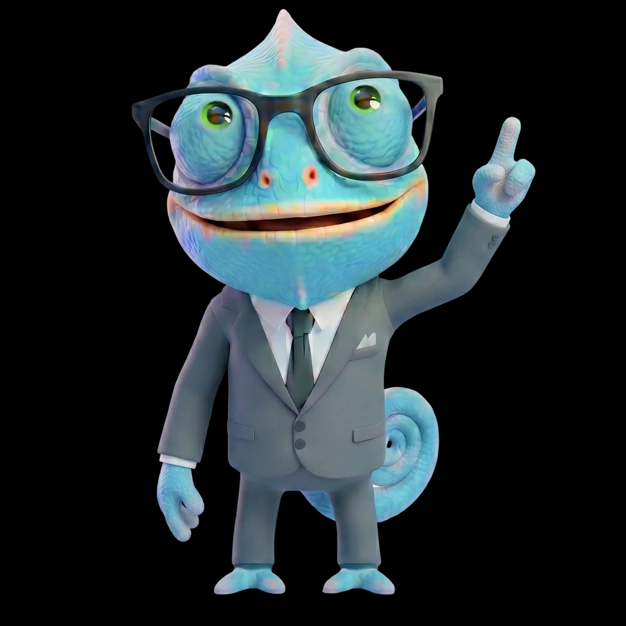 Niro, the event concierge mascot, pointing up to the assistant's capabilities